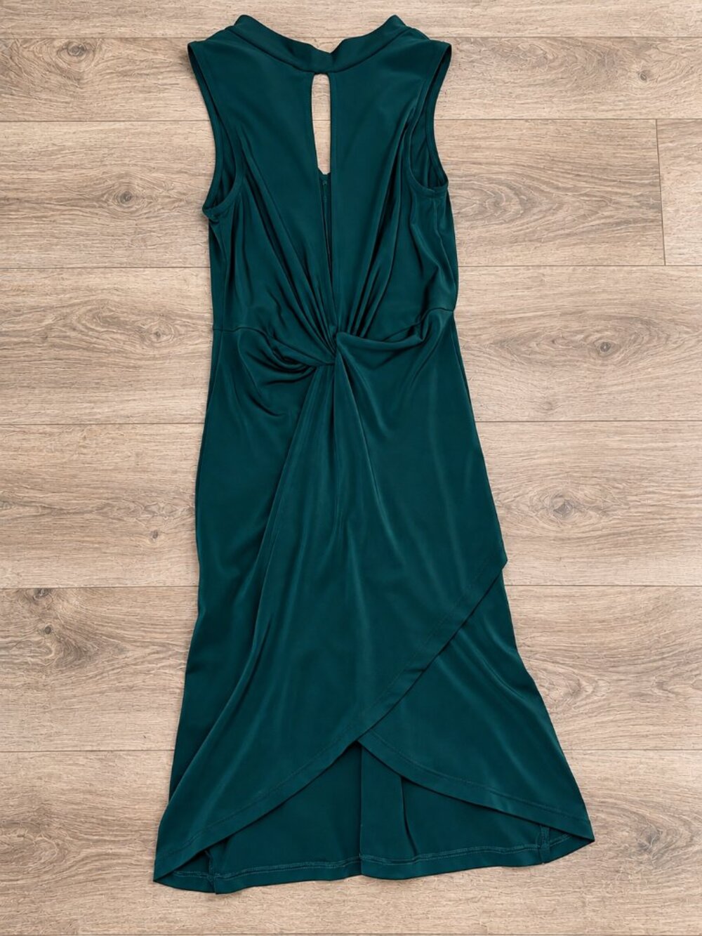 Charlotte Russe Teal Green Ruched Twist Front Midi Dress XS